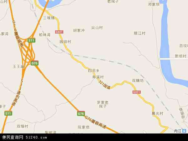 中国四川省内江市市中区四合乡地图(卫星地图)图片