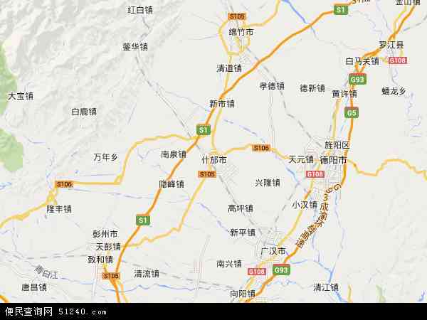 中国四川省德阳市什邡市冰川镇地图(卫星地图)图片