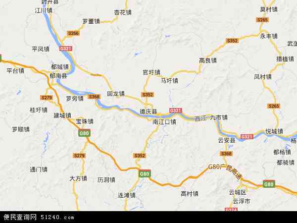 中国广东省肇庆市德庆县地图(卫星地图)图片