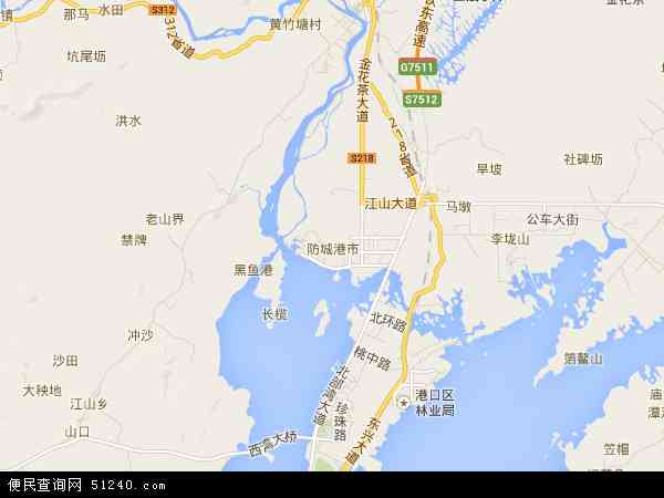 中国广西壮族自治区防城港市地图(卫星地图)图片
