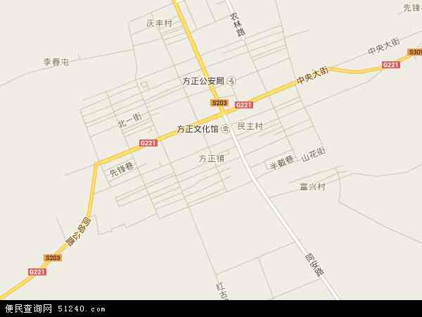中国黑龙江省哈尔滨市方正县方正镇地图(卫星地图)图片