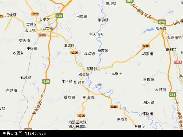 富顺县地图 - 富顺县卫星地图
