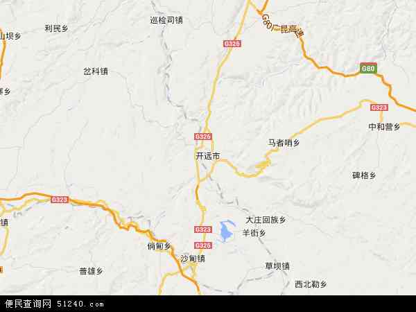中国云南省红河哈尼族彝族自治州开远市地图(卫星地图)图片