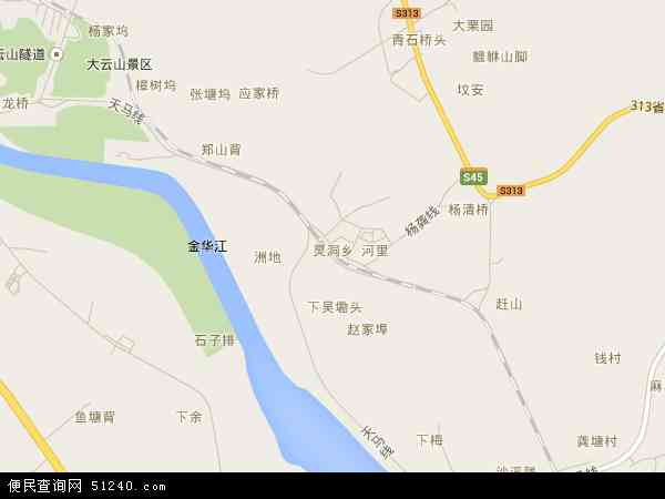 中国浙江省金华市兰溪市灵洞乡地图(卫星地图)图片
