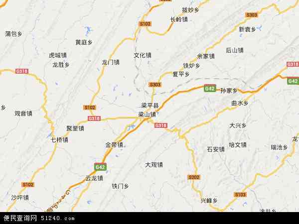 中国重庆市梁平县地图(卫星地图)图片