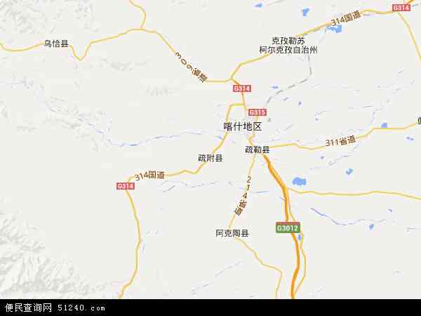 中国新疆维吾尔自治区喀什地区疏附县兰干镇地图(卫星地图)图片