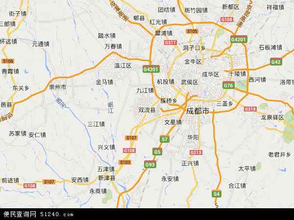 中国四川省成都市双流县地图(卫星地图)