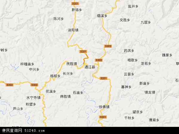 中国四川省巴中市通江县地图(卫星地图)图片