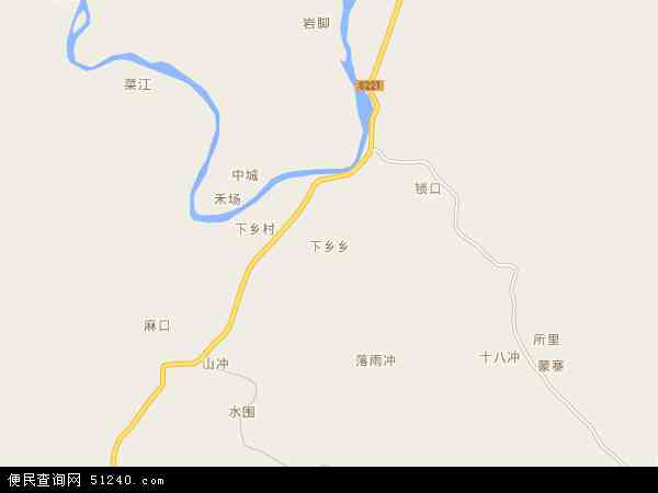 中国湖南省怀化市通道侗族自治县下乡乡地图图片