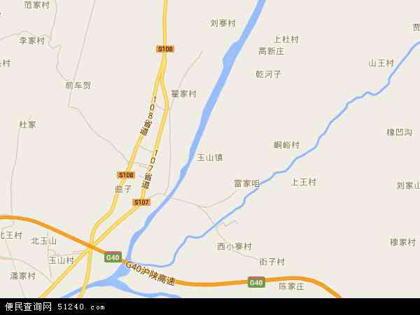 中国陕西省西安市蓝田县玉山镇地图(卫星地图)图片