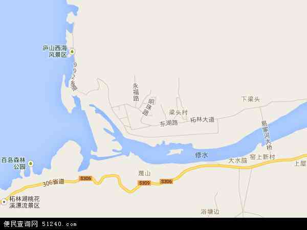 中国江西省九江市永修县柘林镇地图(卫星地图)图片