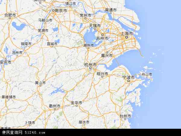 中国浙江省地图(卫星地图)