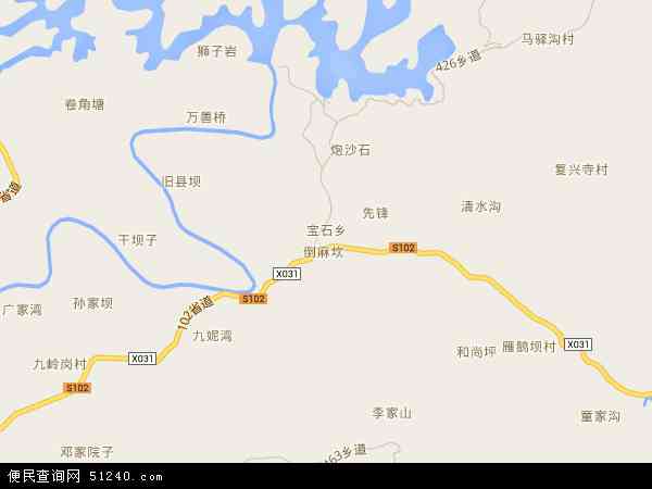 中国四川省达州市开江县宝石乡地图(卫星地图)图片