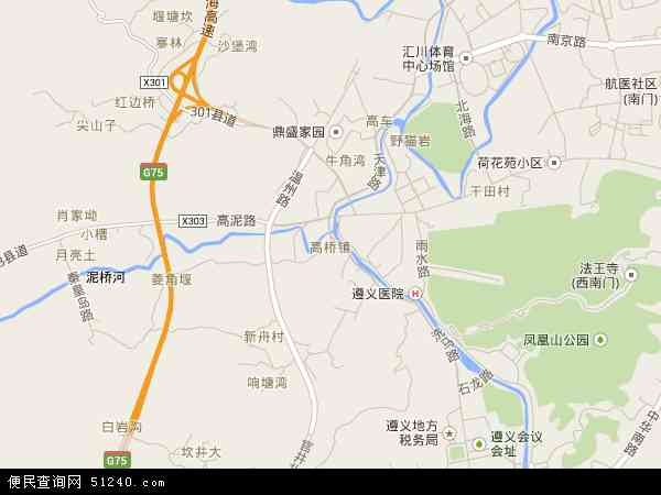 中国贵州省遵义市汇川区高桥镇地图(卫星地图)图片