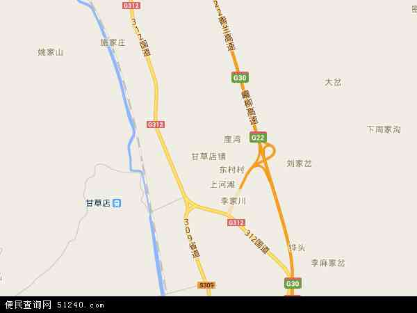 中国甘肃省兰州市榆中县甘草店镇地图(卫星地图)图片