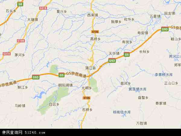 中国四川省成都市蒲江县地图(卫星地图)图片