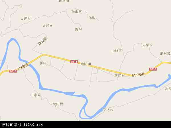 中国四川省雅安市天全县始阳镇地图(卫星地图)图片