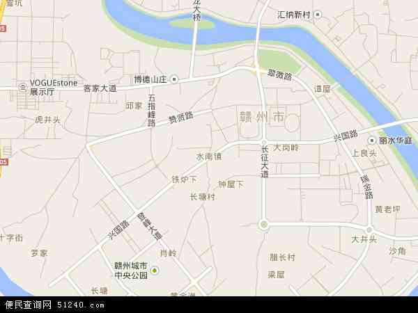 中国江西省赣州市章贡区水南镇地图(卫星地图)