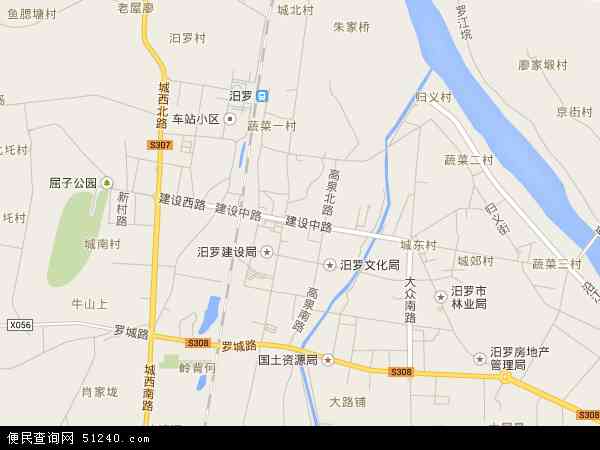 中国湖南省岳阳市汨罗市城关镇地图(卫星地图