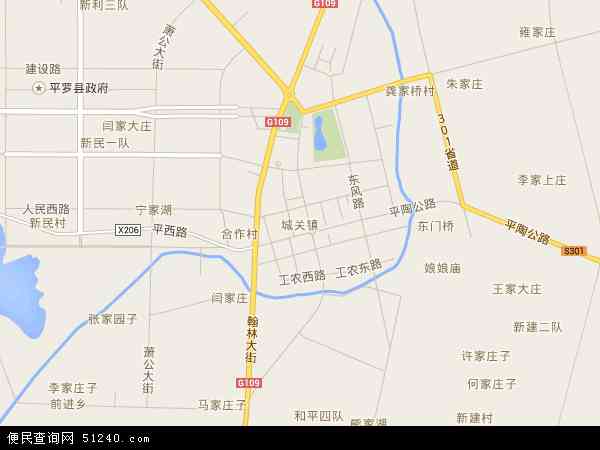 中国宁夏回族自治区石嘴山市平罗县城关镇地图