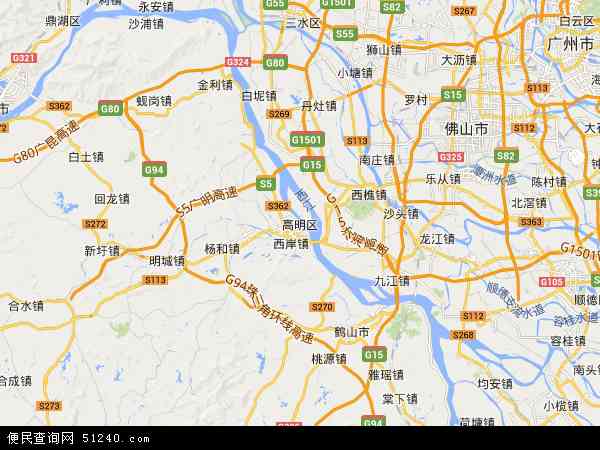中国广东省佛山市高明区对川茶场地图(卫星地图)图片