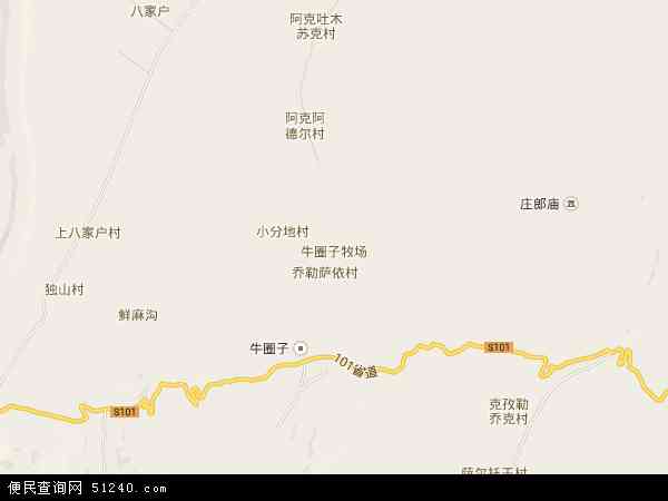 中国新疆维吾尔自治区塔城地区沙湾县牛圈子牧场地图(卫星地图)图片