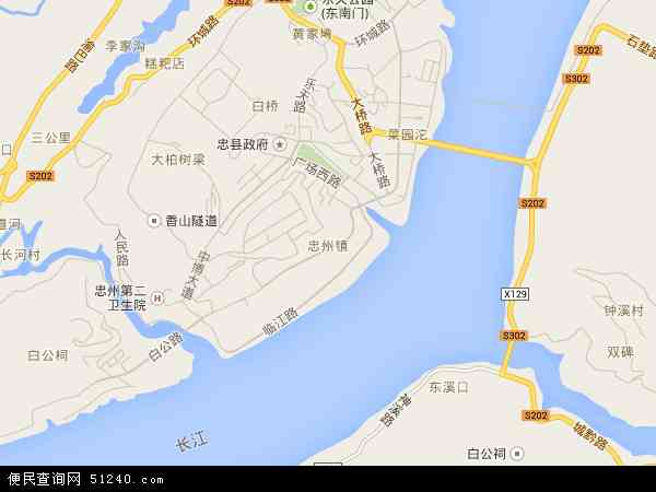 中国重庆市忠县忠州镇地图(卫星地图)图片