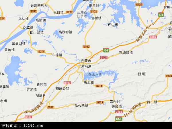 中国湖北省咸宁市赤壁市羊楼洞茶场地图(卫星地图)图片