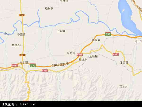 中国陕西省渭南市华阴市国营陕西华山企业公司地图图片