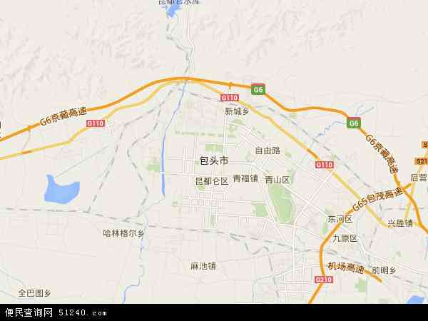 中国内蒙古自治区包头市地图(卫星地图)