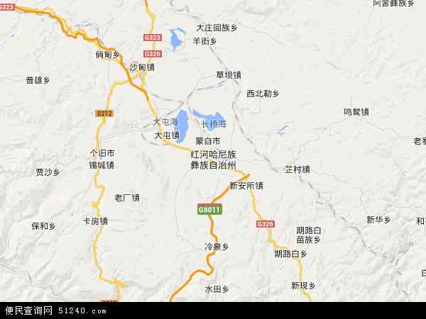 云南省红河哈尼族彝族自治州地图(地图)