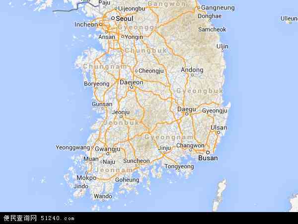 韩国地图(卫星地图)