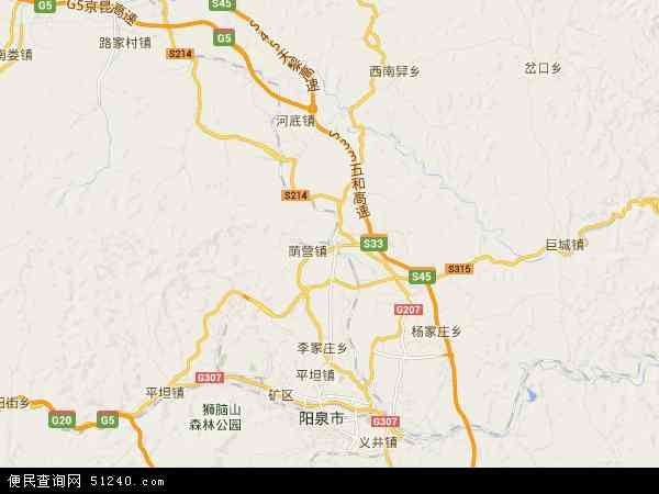 中国山西省阳泉市郊区地图(卫星地图)图片