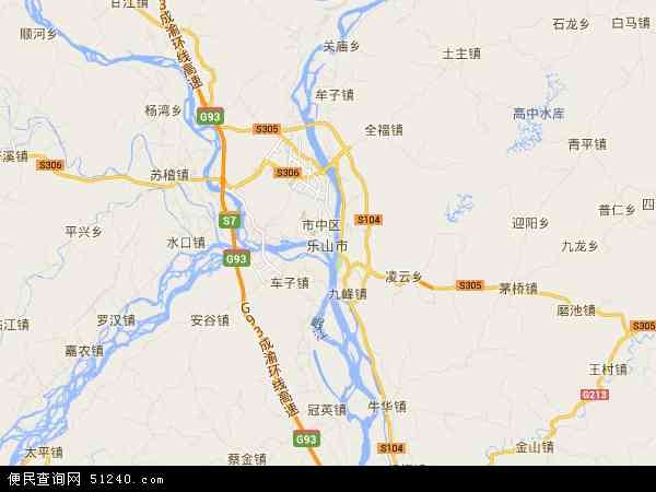 中国四川省乐山市地图(卫星地图)图片