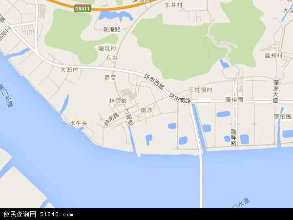 中国广东省广州市南沙区南沙地图(卫星地图)