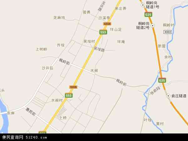 中国浙江省丽水市莲都区水阁地图(卫星地图)