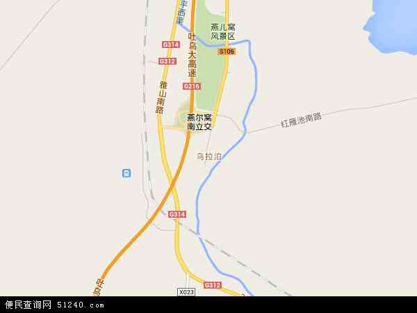 中国新疆维吾尔自治区乌鲁木齐市达坂城区乌拉泊地图(卫星地图)
