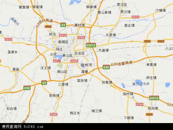 中国江苏省徐州市地图(卫星地图)