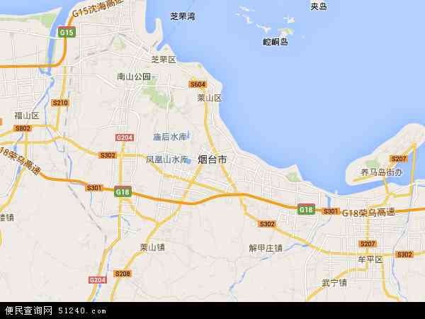 中国山东省烟台市地图(卫星地图)