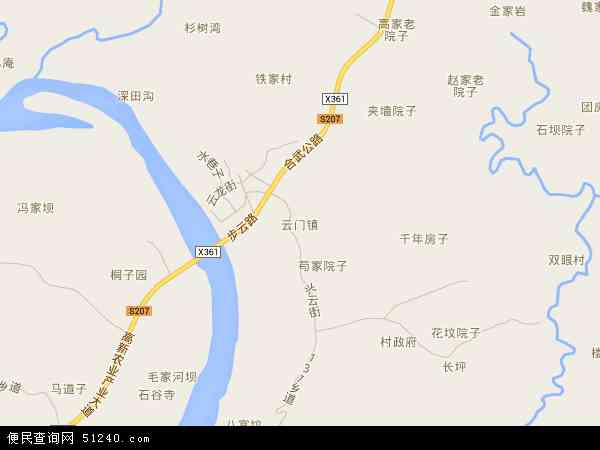 中国重庆市合川区云门地图(卫星地图)图片
