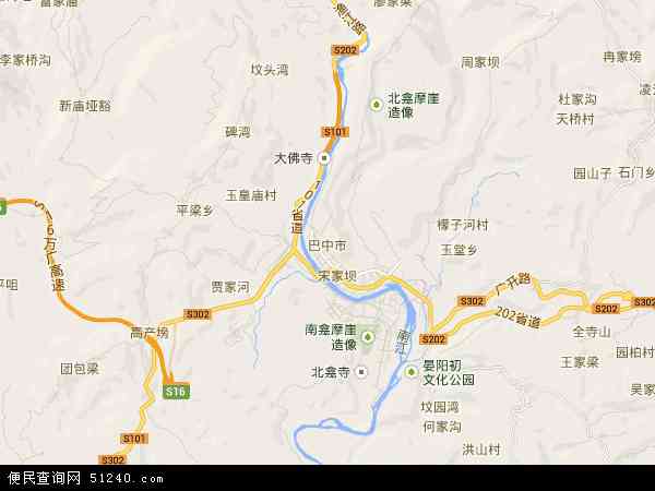 中国四川省巴中市地图(卫星地图)图片