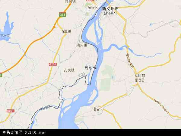 中国辽宁省丹东市地图(卫星地图)图片