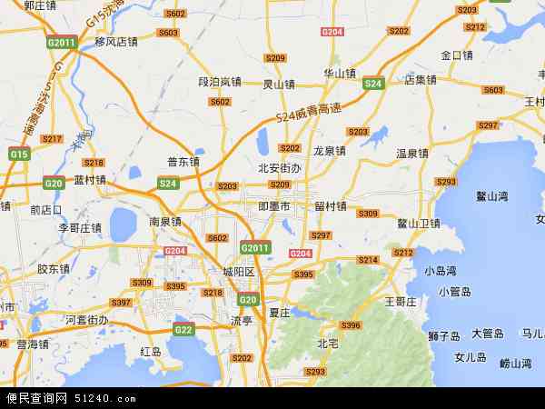 中国山东省青岛市即墨市地图(卫星地图)
