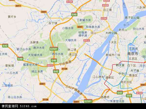 中国江苏省南京市浦口区地图(卫星地图)