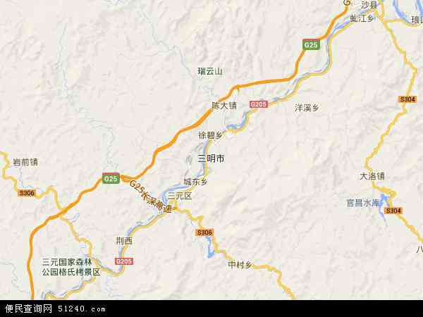 中国福建省三明市地图(卫星地图)图片