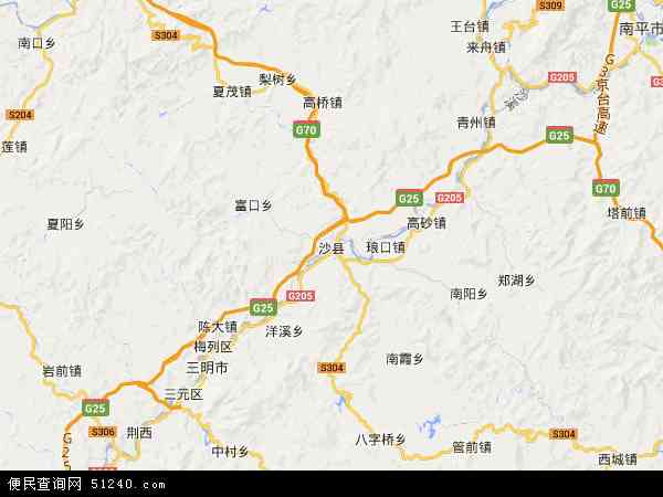 中国福建省三明市沙县地图(卫星地图)图片