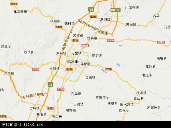 中国山西省临汾市尧都区地图(卫星地图)图片