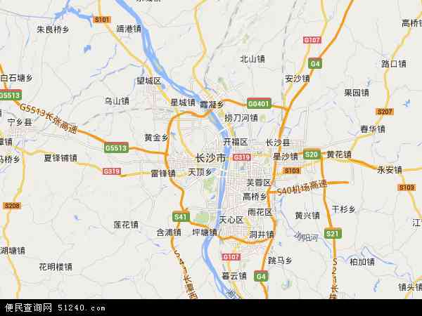 中国湖南省长沙市地图(卫星地图)