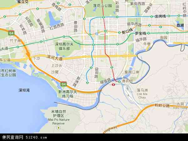 中国广东省深圳市福田区地图(卫星地图)图片