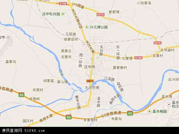 中国陕西省汉中市地图(卫星地图)图片